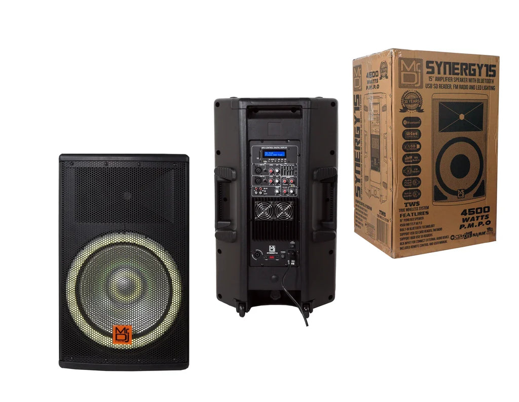 Mr. DJ SYNERGY15 15" Powered Active 4500w Pro DJ PA Speaker w Bluetooth + TWS