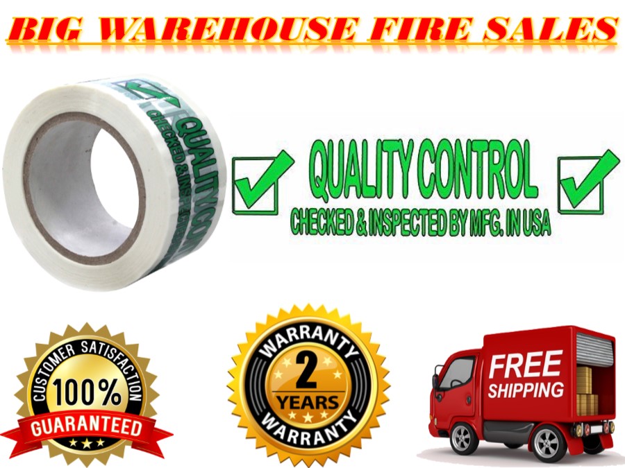 Absolute USA 30 Rolls Quality Control Printed Sealing Tape - 2.5" x 110 Yards - Green QC Checked & Inspected Message - Bulk Packaging Tape (30 Pack)