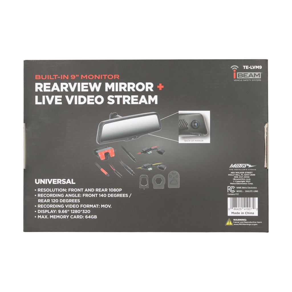 iBeam TE-LVM9 9" Live View Streaming Rearview Mirror