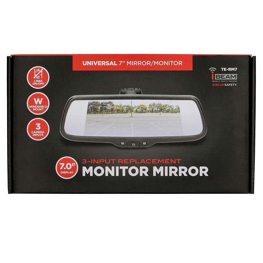 iBeam TE-RM7 7 Inch Mirror/Monitor Single View with 3 Inputs