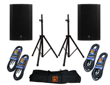 Load image into Gallery viewer, Mackie Thump212 12" Powered Loudspeaker with MR DJ Heavy Duty Aluminum Speaker Stands with 1/4 inch Cables, Carrying Case &amp; 2 XLR Cables Bundle