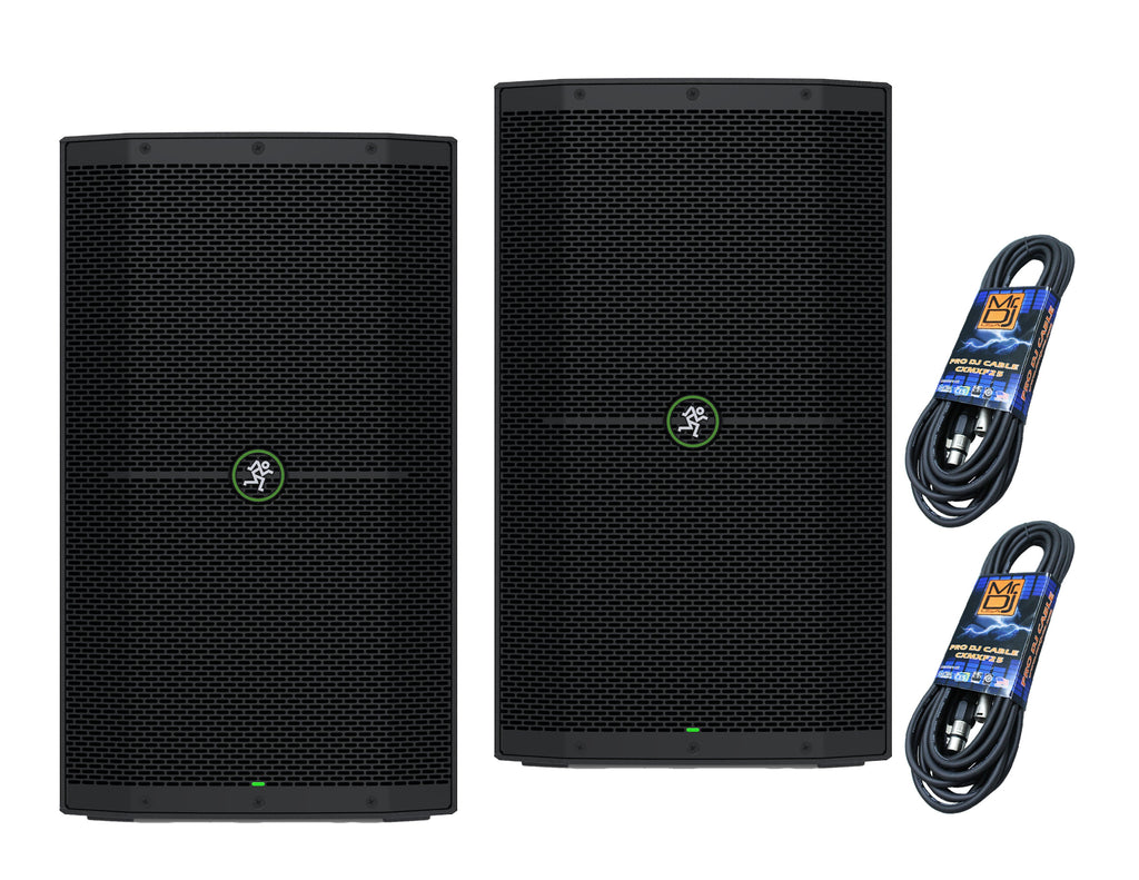 Mackie THUMP212 12” 1400W Powered Loudspeaker System Pair + XLR DJ Cables