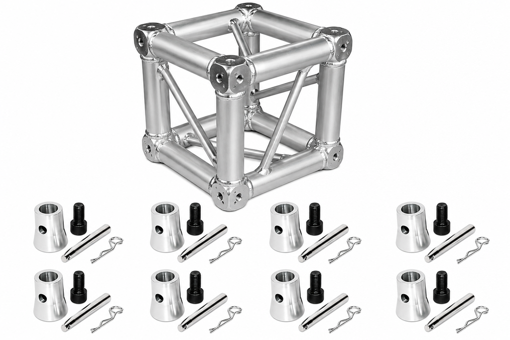 Fits Global Truss Universal 12" Square Corner Junction Box Cube 2-6 Way 8 Half Conical Couplers for 2 Way Installation