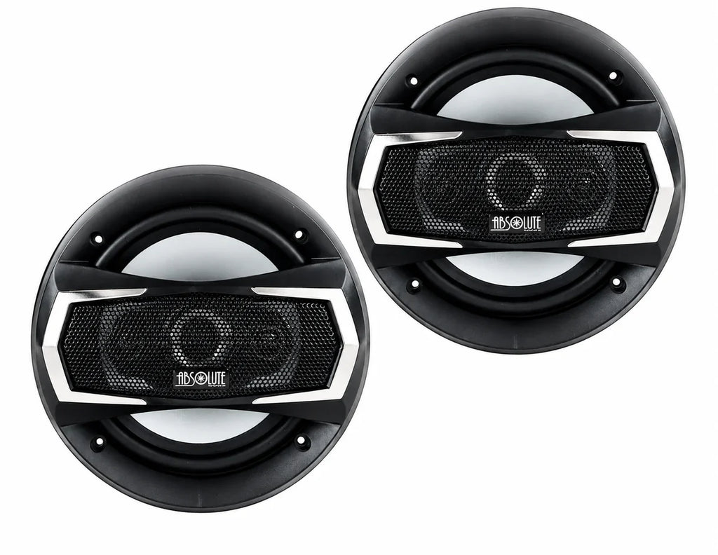 2 Pairs Absolute TQ-654 6.5" 4-Way Car Speakers + GMSB345 GM Speaker Adapters + 72-4568 Harnesses 4-Speaker Front & Rear Upgrade Kit