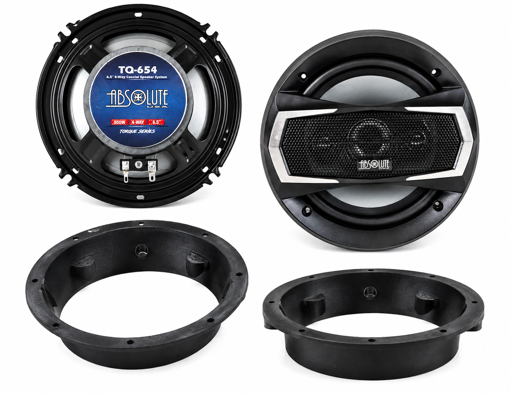 TQ-654 6.5" 4-Way Speakers + 82-9601 Fit Harley Davidson 1998-2013 Electra Glide w/Fairing