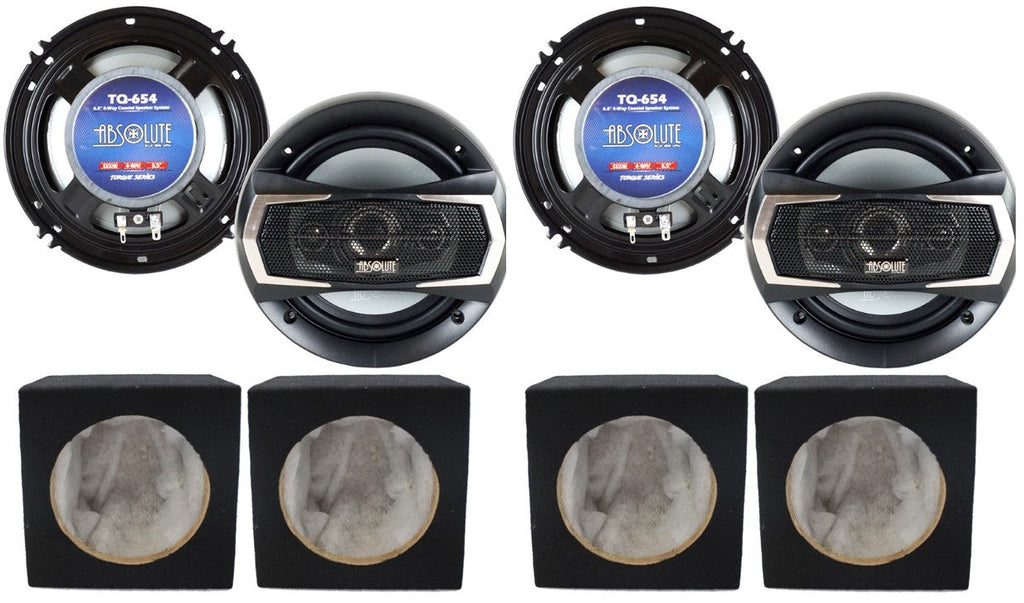 2 Pair Absolute TQ-654 6.5" 400W 4-Way Speakers + 6X9" Enclosure Empty Box