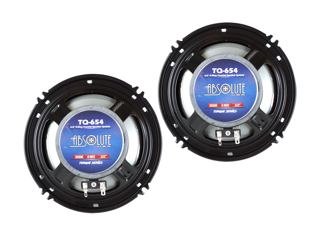 Absolute TQ-654 6.5" 400W 4-Way Coaxial Car Speakers + 6X9" Enclosure Empty Box