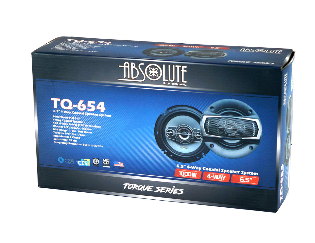 2 Absolute TQ-654 6.5" 400W 4-Way full-range Coaxial Loudspeakers Car Speakers