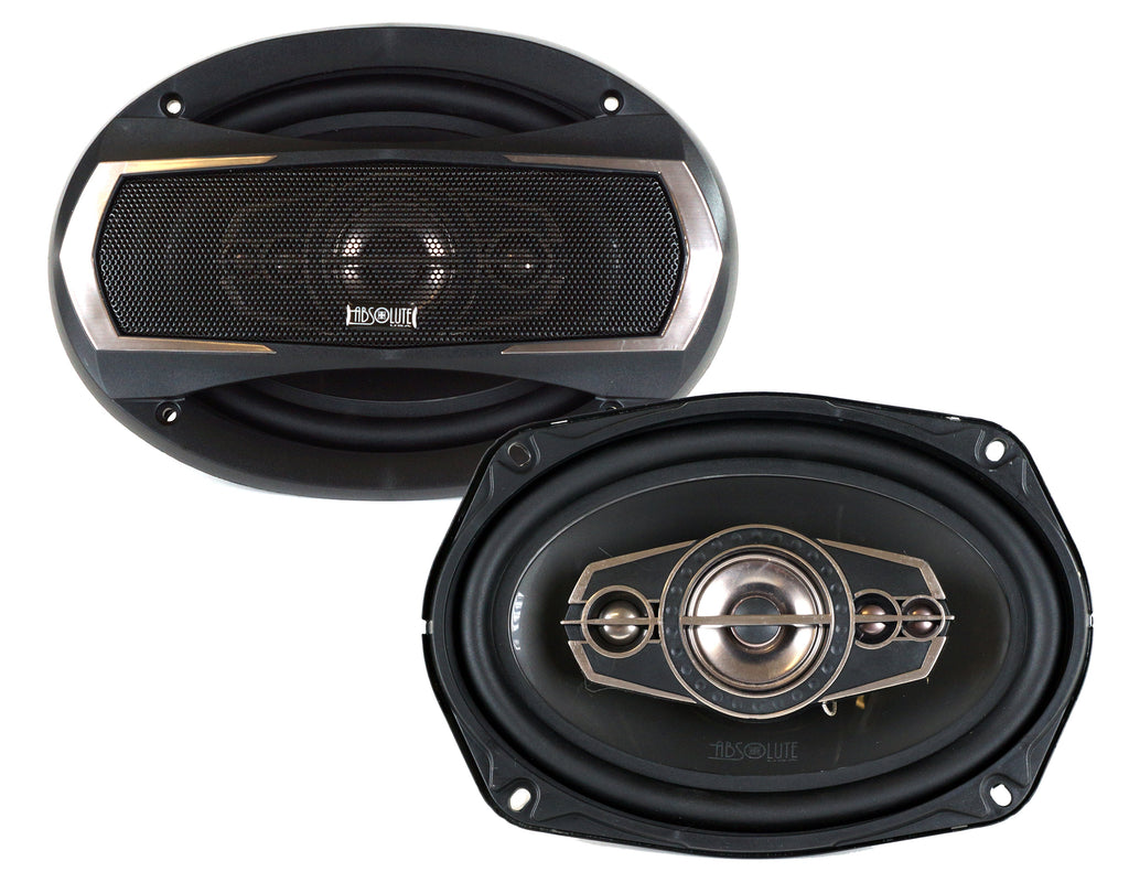 2 Pair Absolute TQ-695 6x9" 5-Way Speakers 600W + 6X9" Enclosure Empty Box