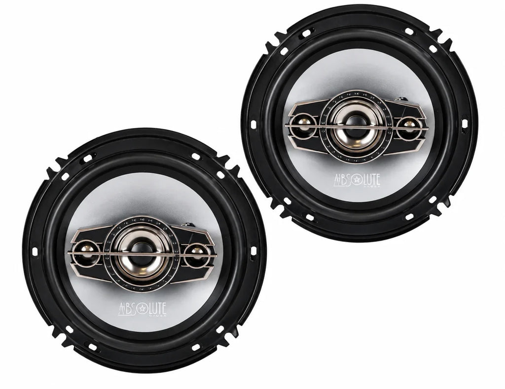 2 Pairs Absolute TQ-654 6.5" 4-Way Car Speakers + GMSB345 GM Speaker Adapters + 72-4568 Harnesses 4-Speaker Front & Rear Upgrade Kit