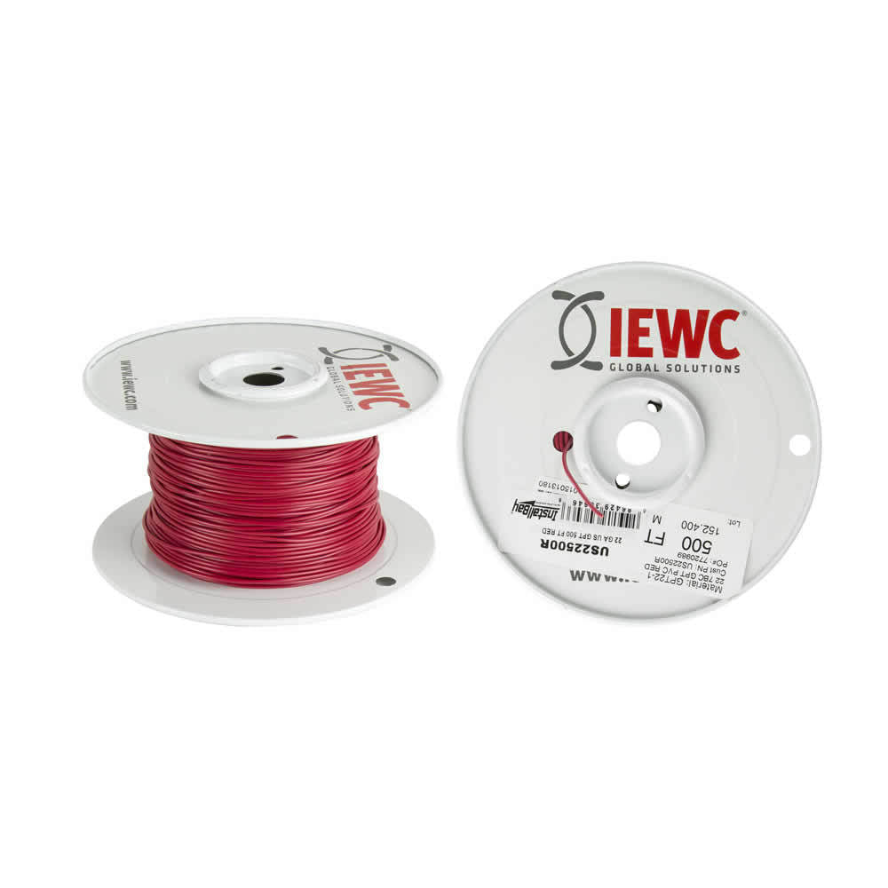 Install Bay US22500R 22 GA US GPT Primary Wire Red - Coil of 500 Ft