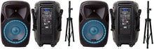 Load image into Gallery viewer, 2 Absolute USPROBAT15 15" PRO Powered Active 3500w DJ PA Speaker Bluetooth + STAND