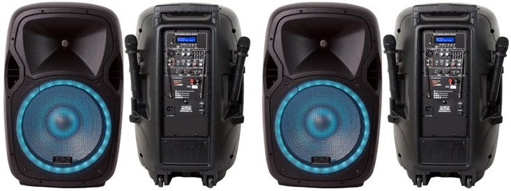 2 Absolute PRO 3500 Watts 15" Active PA DJ Speaker MP3, FM Radio, Bluetooth, Mic