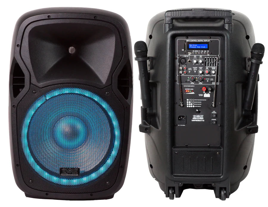 2 Absolute PRO 3500 Watts 15" Active PA DJ Speaker MP3, FM Radio, Bluetooth, Mic