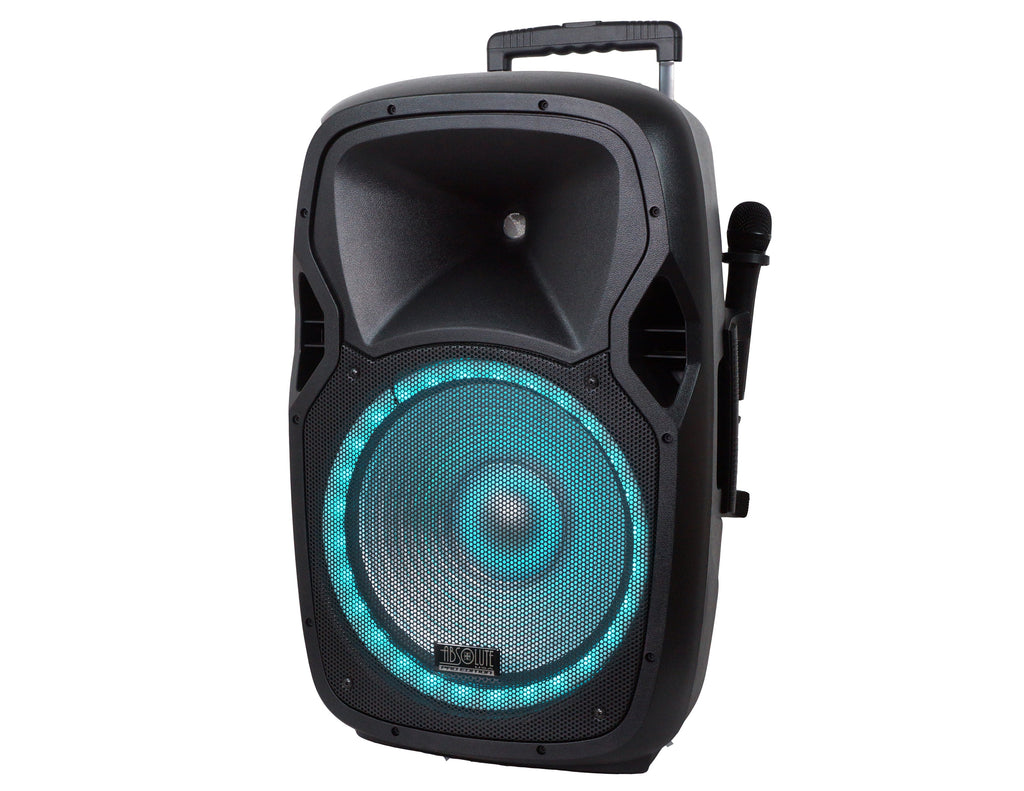 USPROBAT15 15" Portable Bluetooth PA Speaker System 3500W Rechargeable Outdoor Bluetooth Speaker Portable PA System w/ 2 Wireless Microphone, MP3 USB SD Card Reader, FM Radio, Rolling Wheels, Remote