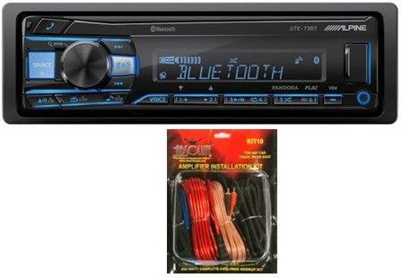 Alpine UTE-63BT In-Dash Digital Media Receiver Bluetooth + KIT10 Installation AMP Kit