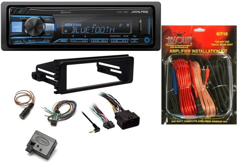 Alpine UTE-73BT In-Dash Digital Media for 1998-UP Harley-Davidson& KIT10 AMP Kit
