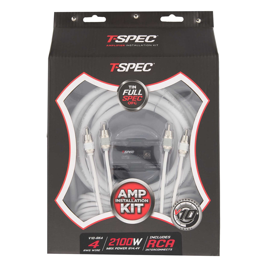 T-SPEC V10-AK4 v10 4 AWG Amp Kit - 2100 W with RCA Cable