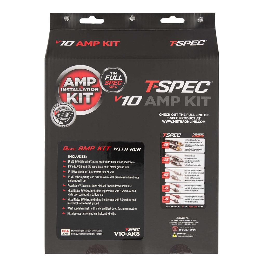 T-SPEC V10-AK8 v10 8 AWG Amp Kit - 800 W with RCA Cable