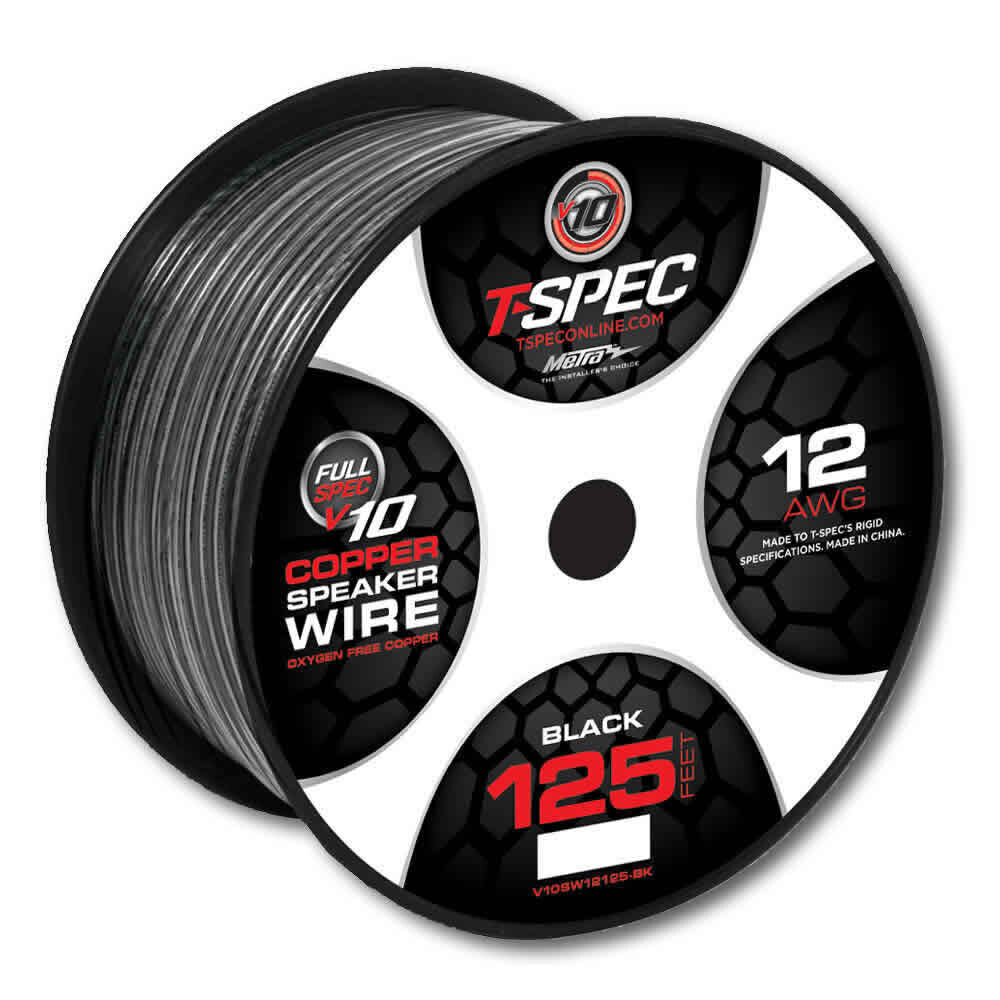 T-SPEC V10SW12125-BK 12 AWG 125 Ft Black OFC Speaker Wire - v10 Series