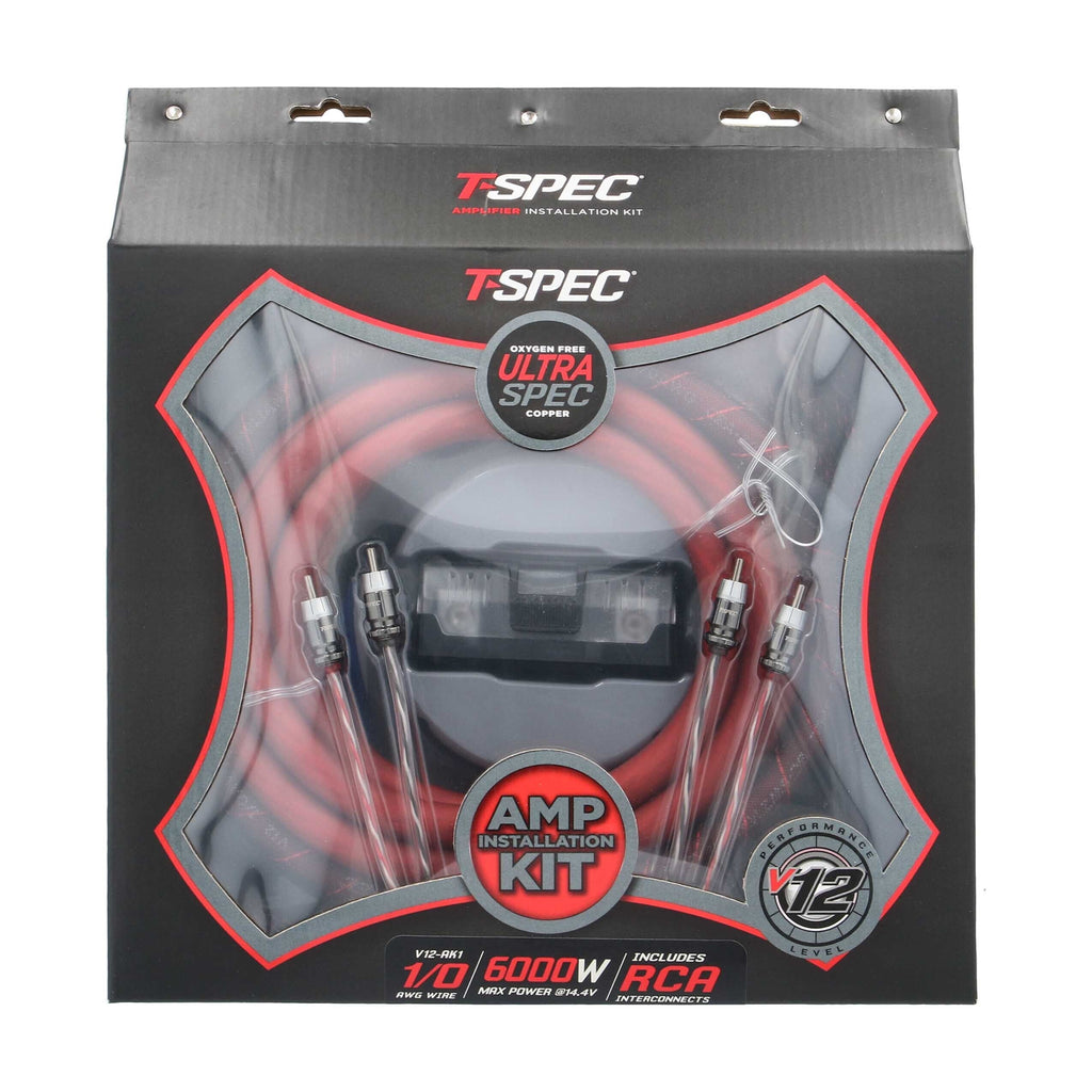 T-SPEC V12-AK1 V12 1/0 AWG Amp Kit - 6000 W with RCA Cable