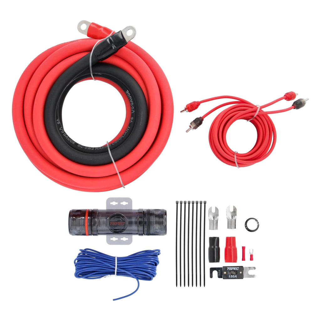 T-SPEC V6-RAK1-0 1/0AWG 2400W Amp Kit With RCA - V6 Series