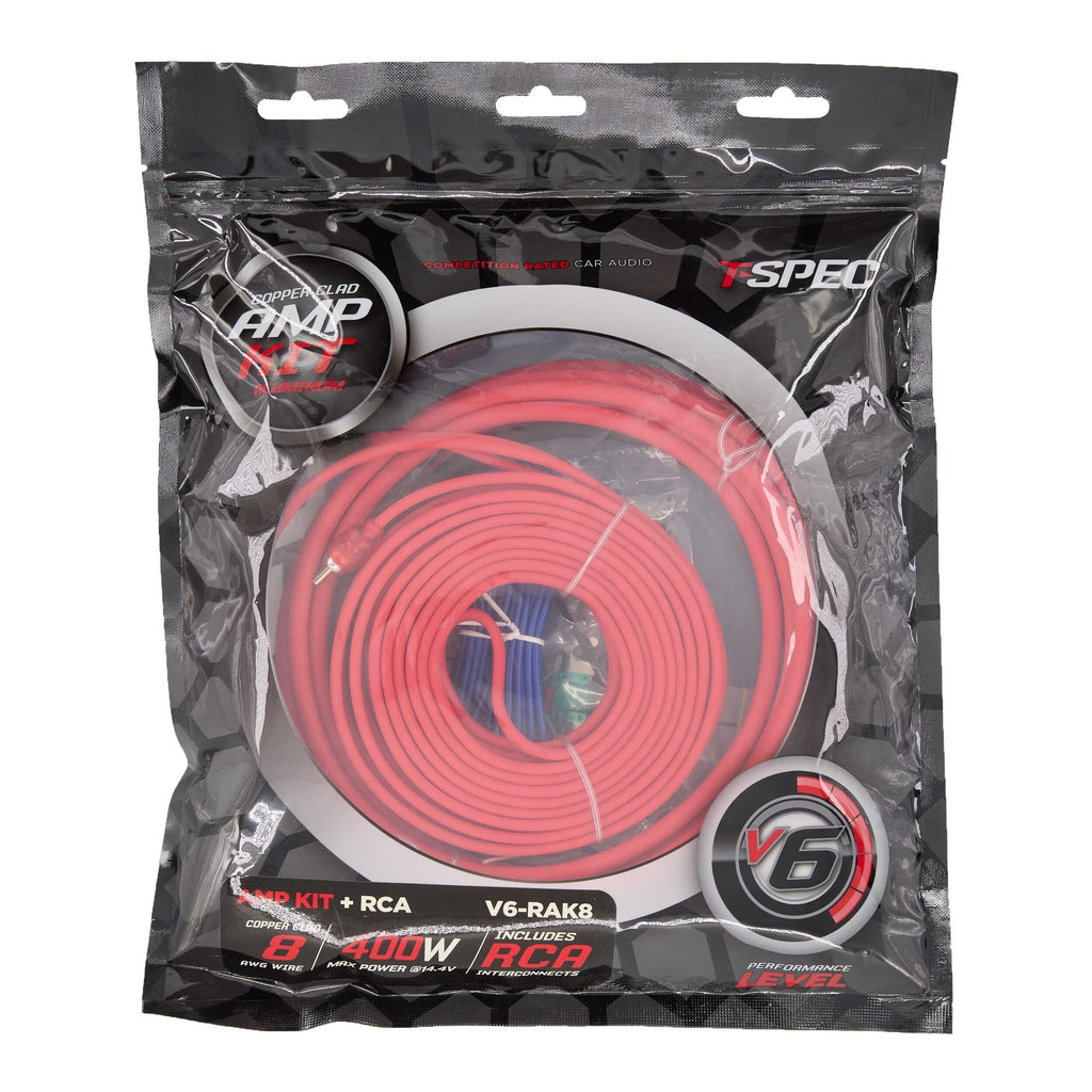 T-SPEC V6-RAK8 8 AWG 400W Amp Kit With RCA - V6 Series