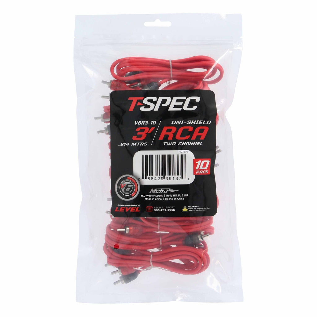 T-SPEC V6R3-10 RCA v6 Series 2-Channel Audio Cable - 3 FT - 10 Pack