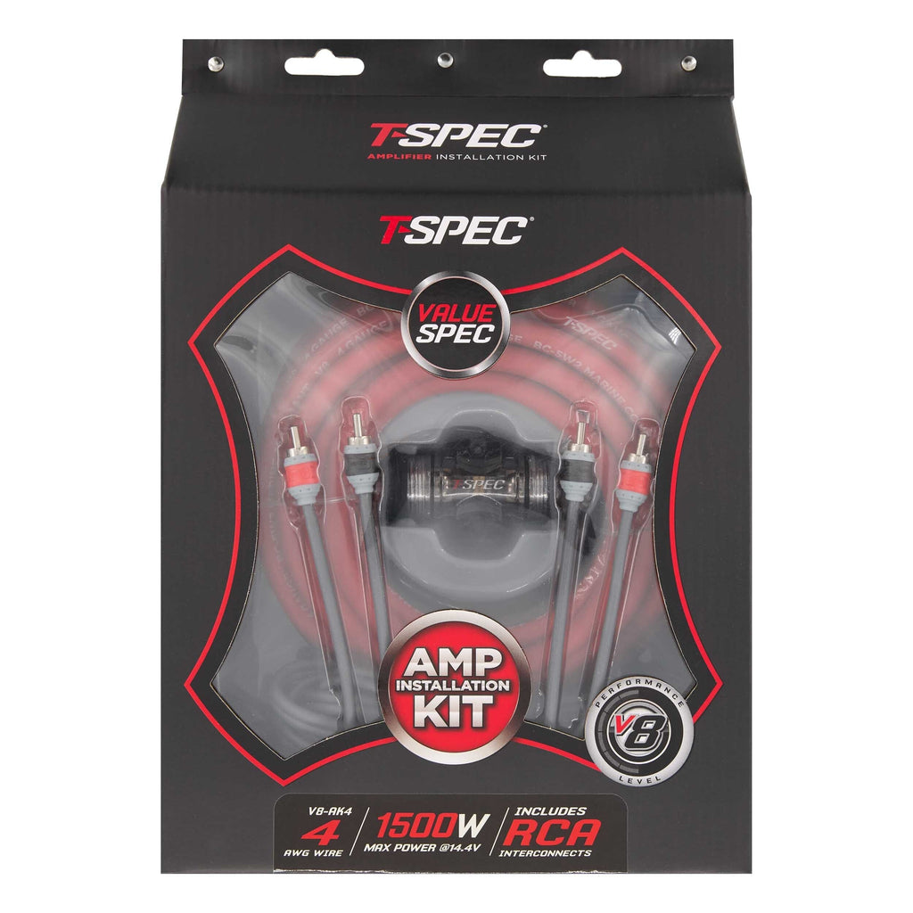 T-SPEC V8-AK4 v8 4 AWG Amp Kit - 1500 W with RCA Cable