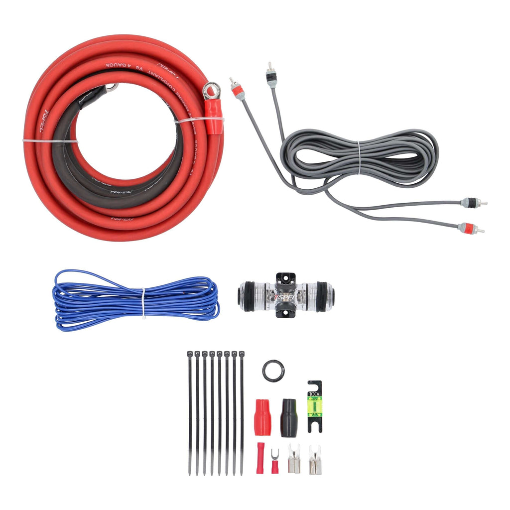 T-SPEC V8-AK4 v8 4 AWG Amp Kit - 1500 W with RCA Cable