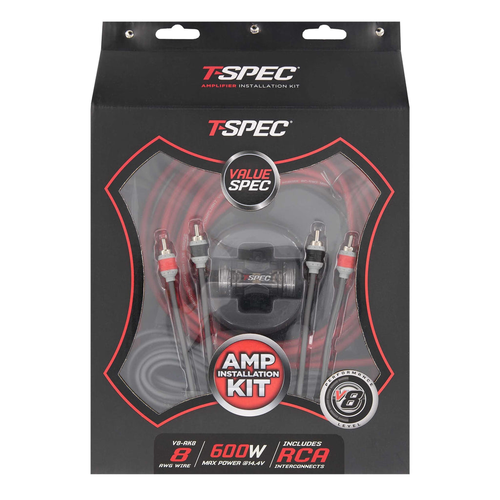 T-SPEC V8-AK8 v8 8 AWG Amp Kit - 600 W with RCA Cable