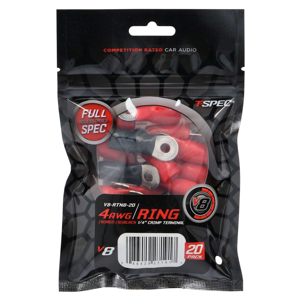 T-SPEC V8-RTN8-20 4 AWG 1/4IN Ring Terminal 20pk - v8 SERIES