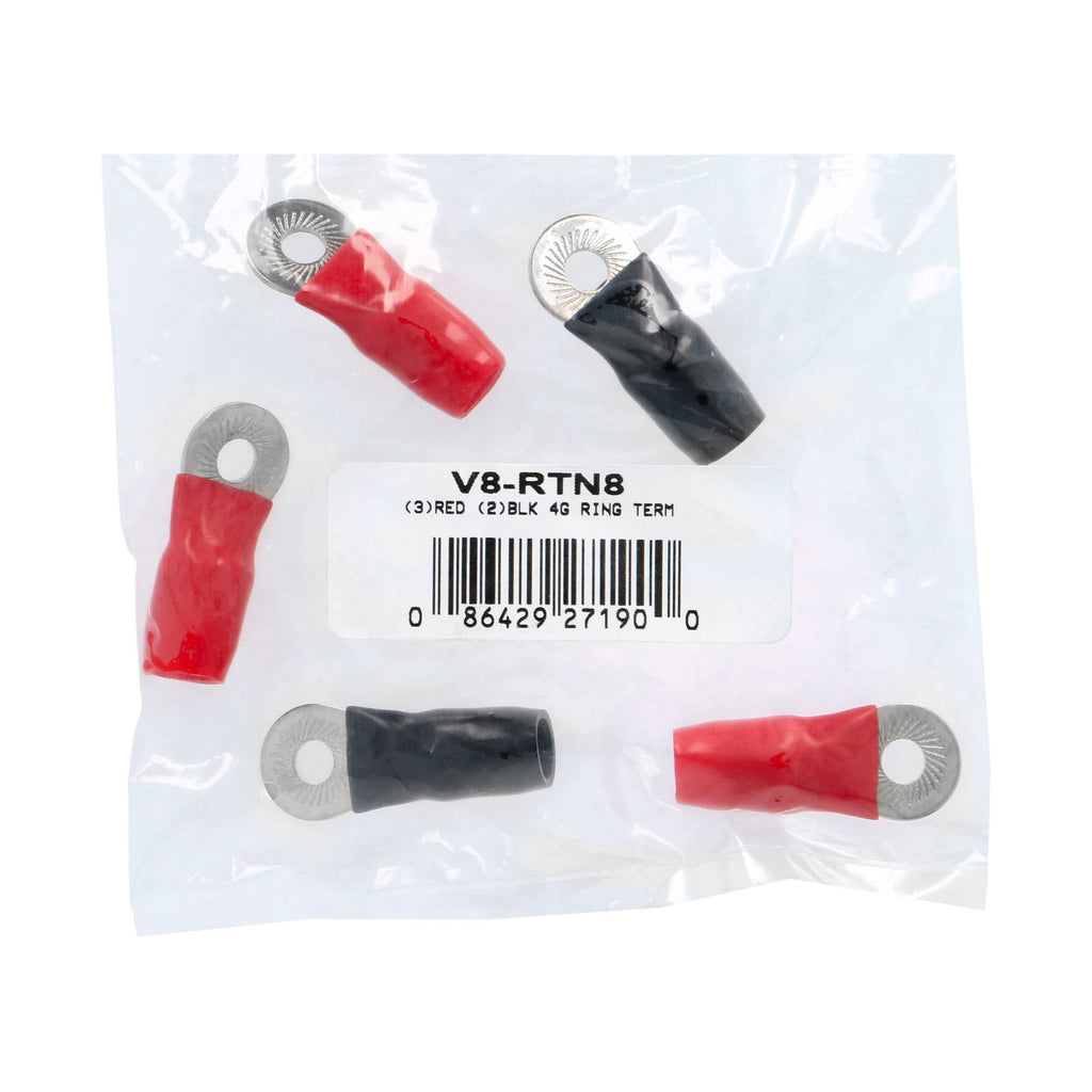 T-SPEC V8-RTN8 4 AWG 1/4IN Ring Terminal 5pk - v8 SERIES