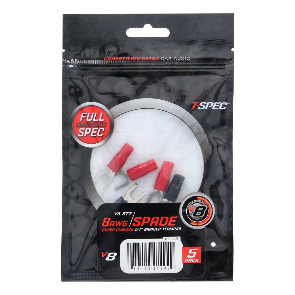 T-SPEC V8-ST2 8 AWG 1/4 inch Spade Terminals 5pk - v8 SERIES