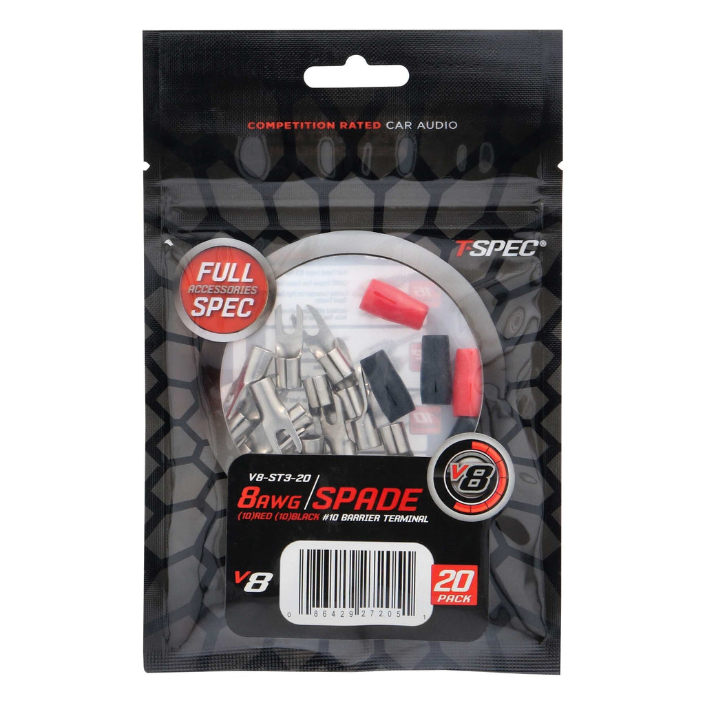 T-SPEC V8-ST3-20 8 AWG #10 Spade Terminals 20pk - v8 SERIES