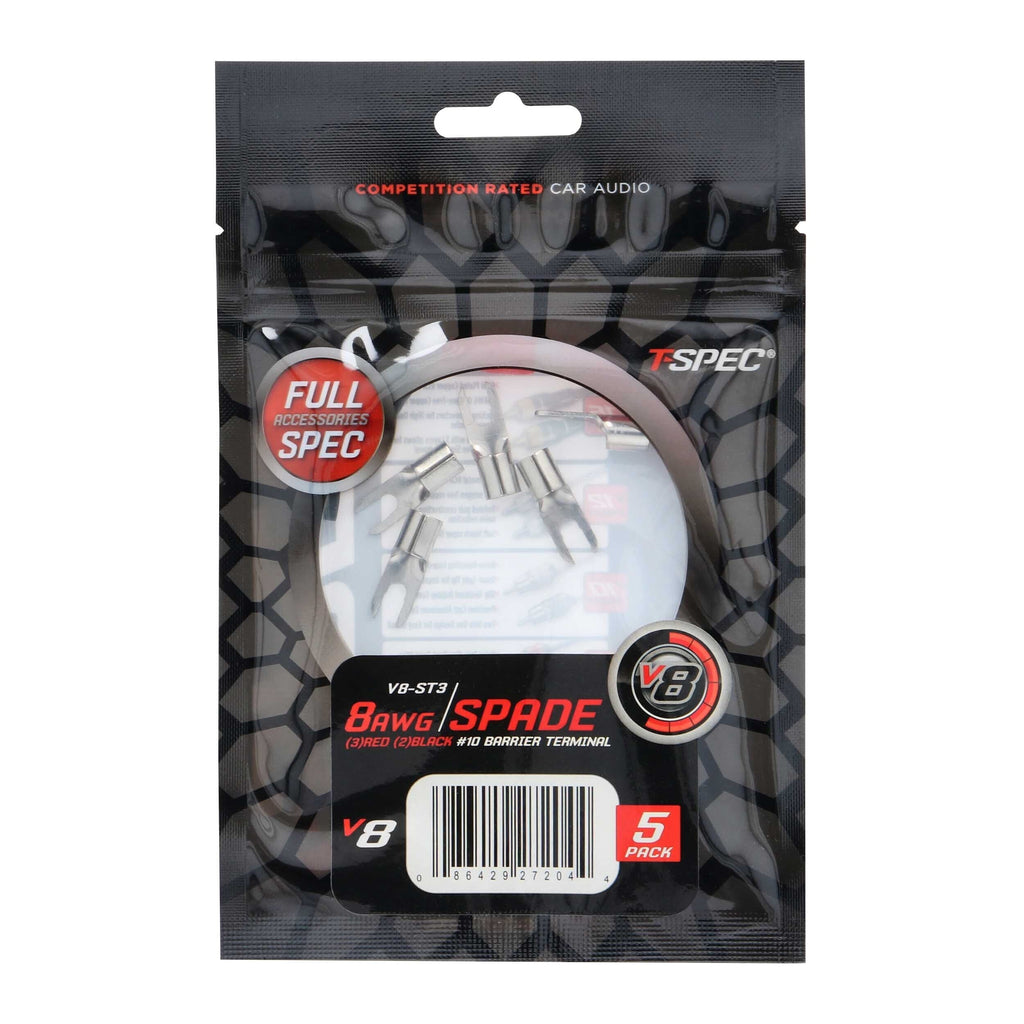T-SPEC V8-ST3 8 AWG #10 Spade Terminals 5pk - v8 Series