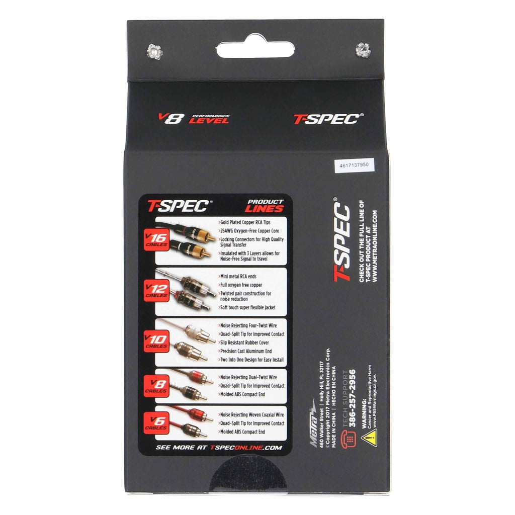T-SPEC V8RY2 RCA v8 Series 2-Channel Audio Cable - 1M-2F