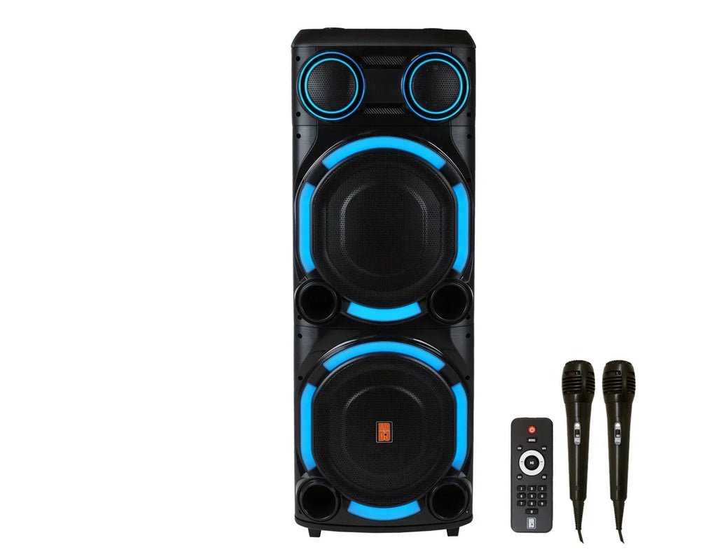 MR DJ VEGAS Double 15" Bluetooth Speaker Professional Dual 15" 3-Way Full-Range Powered/Active DJ PA Multipurpose Live Sound Bluetooth Loudspeaker