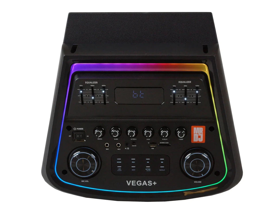 MR DJ VEGAS Double 15" Bluetooth Speaker Professional Dual 15" 3-Way Full-Range Powered/Active DJ PA Multipurpose Live Sound Bluetooth Loudspeaker