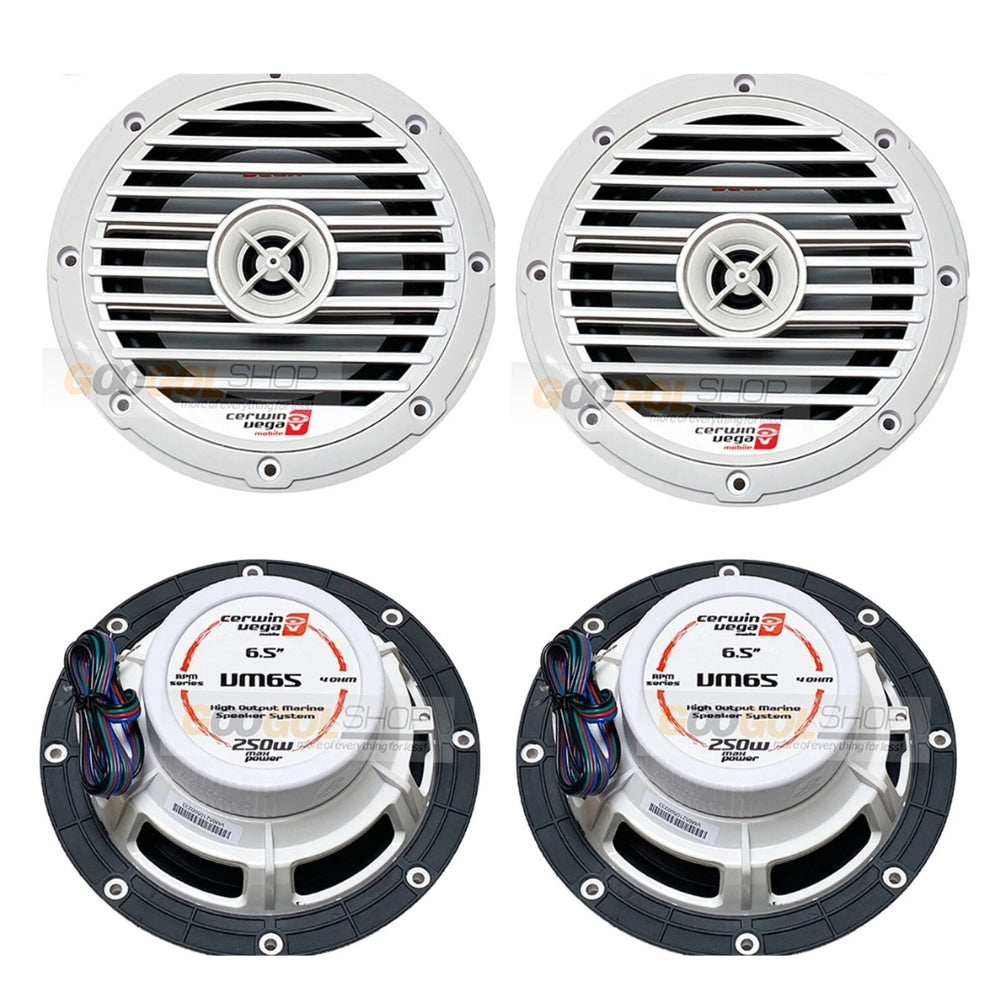 2 Cerwin Vega VM65 6.5" 250W Marine & Powersport Speakers w/LED Lighting