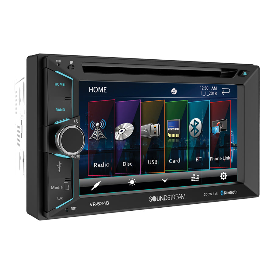 Soundstream VR-624B 6.2” 2-DIN Touchscreen DVD/CD Headunit w/ Bluetooth