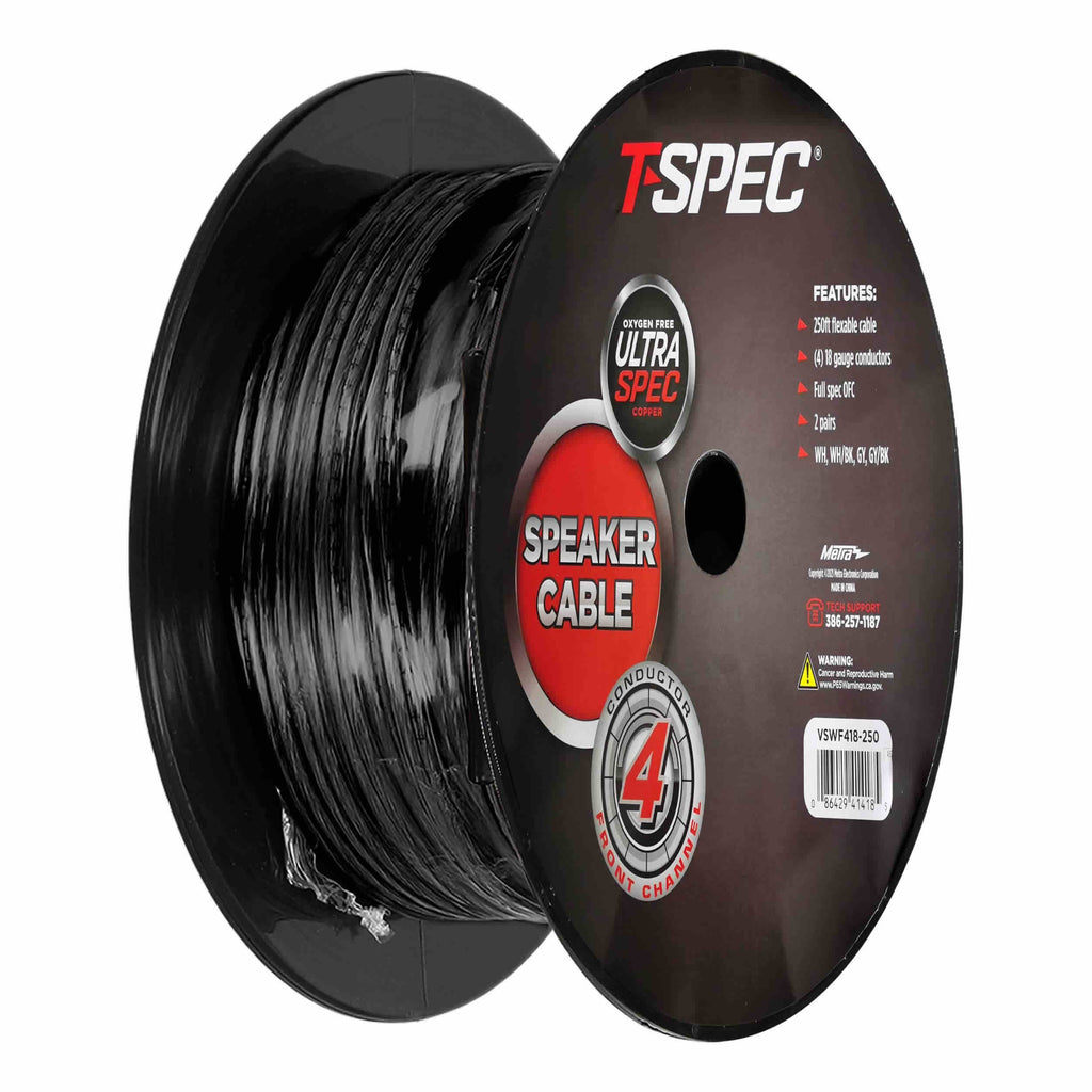T-SPEC VSWF418-250 Front Channel Speaker Cable 18 Gauge 4 Conductor