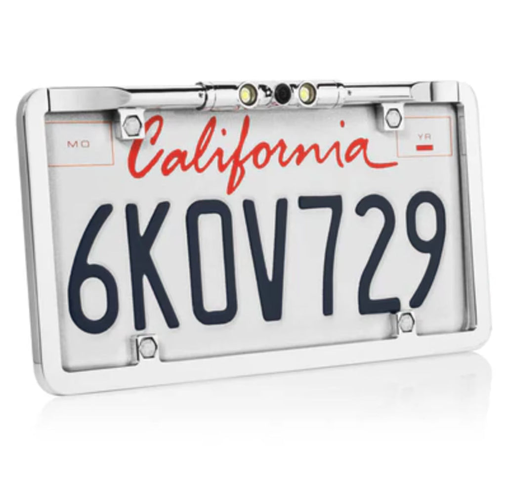 Boyo VTL275LTJ Ultra Slim Full-Frame License Plate Mounted Backup Camera with Trajectory Parking Lines and LED Lights