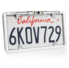 Load image into Gallery viewer, Boyo VTL275LTJ Ultra Slim Full-Frame License Plate Mounted Backup Camera with Trajectory Parking Lines and LED Lights