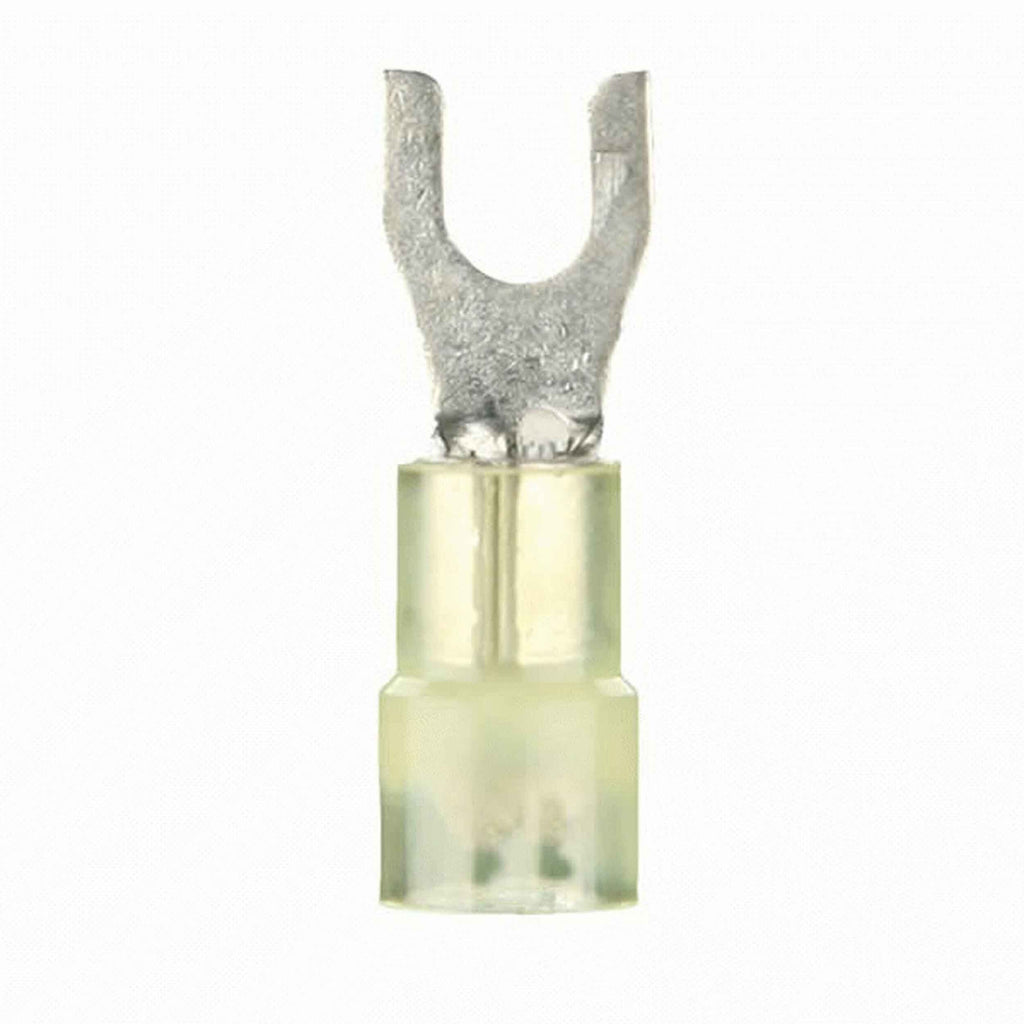 Install Bay YNST6 Yellow Nylon Spade Terminal 12-10 Gauge #6 - Package of 100