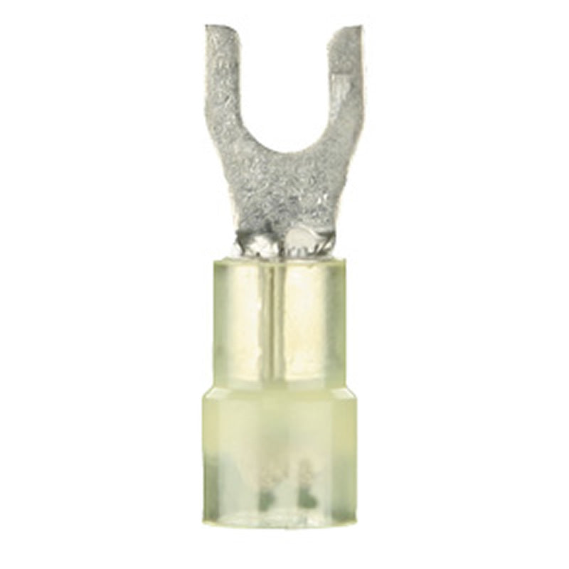 Install Bay YNST8 Yellow Nylon Spade Terminal 12-10 Gauge #8 - Package of 100