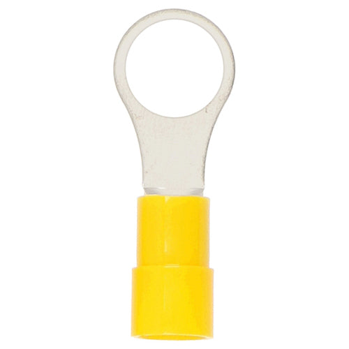 Install Bay YVRT8 Yellow Vinyl Ring Terminal 12-10 Gauge #8 Package of 100