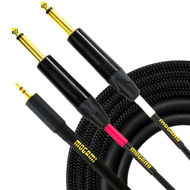 Mogami GOLD 3.5 2 TS 20 Accessory Cable - 3.5mm TRS Male to Dual 1/4-inch TS Male Left/Right - 20-foot