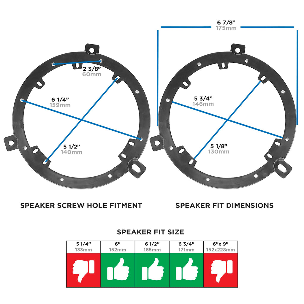 Metra 82-6602 Speaker Adapter 1in Thick 6-6.75 inch Compatible Fits for Chyrsler 95-Up - Pair
