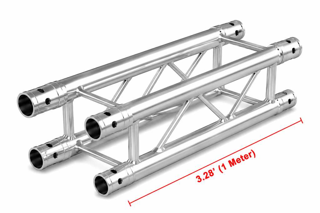 MR Truss TSQ328 3.28 FT 1.0 Meter Universal Straight 12" Square Box Aluminum Lighting Trussing Segment for Pro Audio DJ with 2-inch Tubing